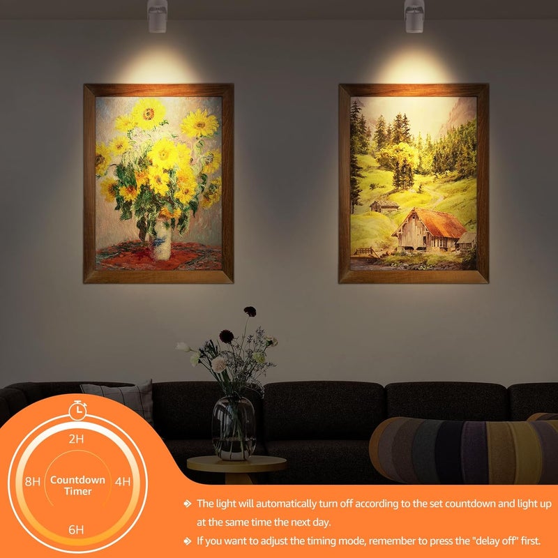 URTOM 2 Pack LED Uplights Indoor, 3W Plug-in Spot Lights Indoor with Remote Control: Dimmable and Timer, 3000K/4000K/5000K Adjustable Uplights for Plants, Pictures, Artwork, 5.9 FT Plug Cord - Image 4